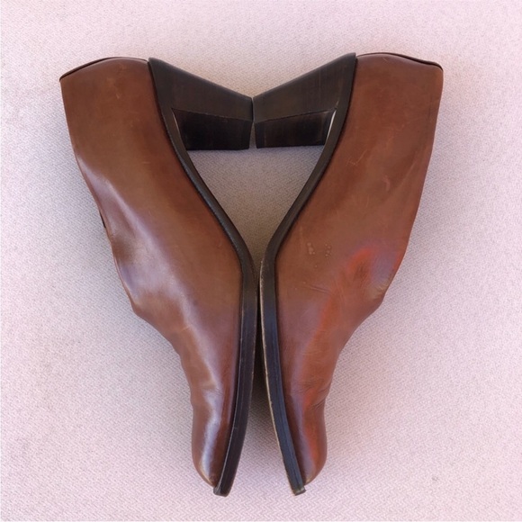 Via Spiga Made in Italy Vintage Coñac Leather Western  Pointed Toe Heel Shoes 9 - Picture 7 of 16
